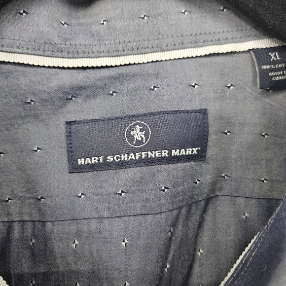 Hart Schaffner Marx Blue Patterned Men's Button Up Shirt Size XL 100%‎ Cotton - Picture 3 of 6